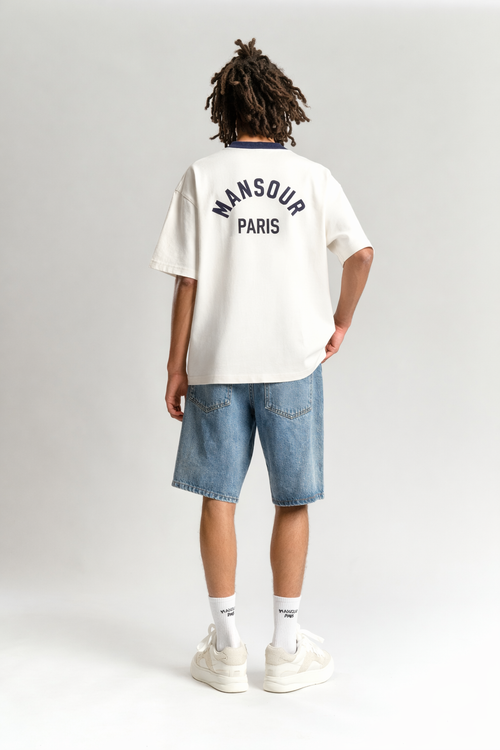 Arch Felt T-shirt Vintage White Navy